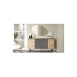Aparador Moderno de 4 Puertas - Roble-Antracita - 160x40x78,5cm - Elegante Almacenamiento para Sala de Estar.