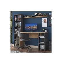 Mesa de Trabajo con Estantería, Antracita-Natural, 160x45x161.8 cm, Escritorio Moderno para Oficina y Estudio.