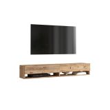 Mueble de TV de Pared Moderno Roble - 180x31,5x29,5 cm - 2 Cajones y Estantes.