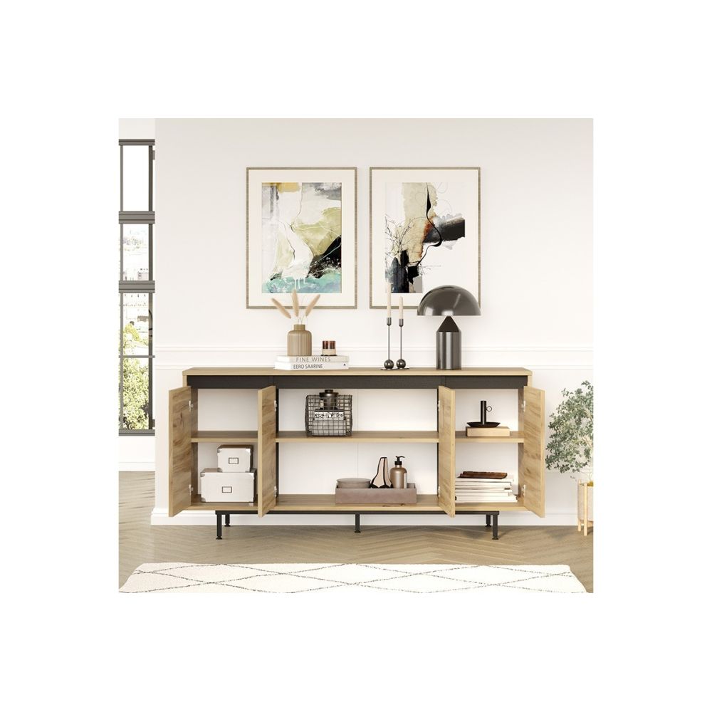 Aparador Moderno Color Cambria-Wenge con 4 Puertas