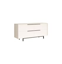 Buffet de Melamina en Color Blanco-Negro, 160x44.5x74 cm, Gran Resistencia para un Uso Duradero.