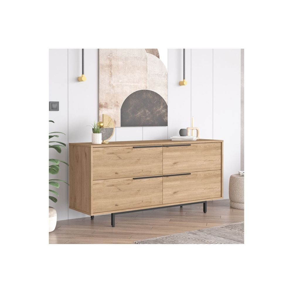 Buffet de Melamina en Color Natural-Negro, Gran Resistencia
