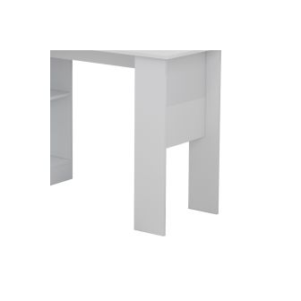 Mesa de Oficina con Librería-Escritorio en Melamina Color Blanco, 120x50x150cm - Diseño Versátil y Funcional