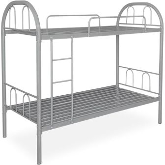 Litera Metálica Reforzada con Barandilla y Escalera - Estructura Tubular - Acero aleado - Color Gris - 90x190 Cm