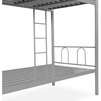 Litera Metálica Reforzada con Barandilla y Escalera - Estructura Tubular - Acero aleado - Color Gris - 90x190 Cm