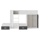 Litera - Cama Tren en Blanco Veteado y Grafito - 99.6 cm x 278.5 cm x 150.6 cm