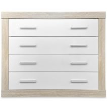 Meyvaser - Cómoda con 4 Cajones, Sinfonier, Color Cambria y Blanco, Medidas: 60 cm (An) x 81.5 cm (Al) x 39.5 cm (Fo)