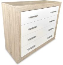 Meyvaser - Cómoda con 4 Cajones, Sinfonier, Color Cambria y Blanco, Medidas: 60 cm (An) x 81.5 cm (Al) x 39.5 cm (Fo)