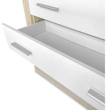 Meyvaser - Cómoda con 4 Cajones, Sinfonier, Color Cambria y Blanco, Medidas: 60 cm (An) x 81.5 cm (Al) x 39.5 cm (Fo)