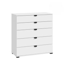 Cómoda de 5 Cajones para Dormitorio en Blanco, Gran Espacio Almacenamiento, Estilo Moderno, 90x40x95 cm