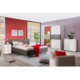 Cómoda de 5 Cajones para Dormitorio en Blanco, Gran Espacio Almacenamiento, Estilo Moderno, 90x40x95 cm