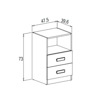 Mesita de noche - Dormitorio o Mesa Auxiliar Salón, Natural y Blanco Veteado, 47.5 x 73 x 39.6 cm