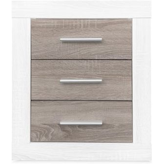 Pack Cabecero de 160 x 120 cm + 2 Mesitas de Noche, Colores Andersen y Pino Gris (para Cama de 135-140 o 160) – Meyvaser