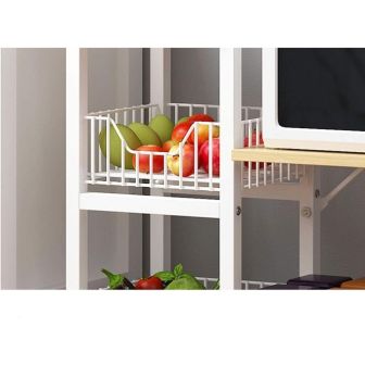 Estanteria de suelo Leena metalica en color blanco-natural 80x30x142cm