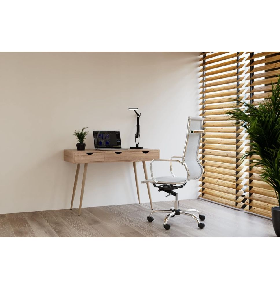 Mesa Escritorio Roble con 3 Cajones y Patas Estilo Escandinavo – Compacta y Funcional, 110x50x75 cm