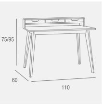 Mesa de Estudio - Escritorio con Encimera MDF Lacado en Blanco Mate y Patas de Pino Macizo – 120x60x90 cm