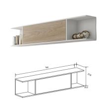Mueble de TV de Diseño Nórdico + Modulo Alto,2 Estantes y 2 Puertas,Cambrian-Blanco, 49cm(Al) x 180cm (An) x 40cm (Fon)