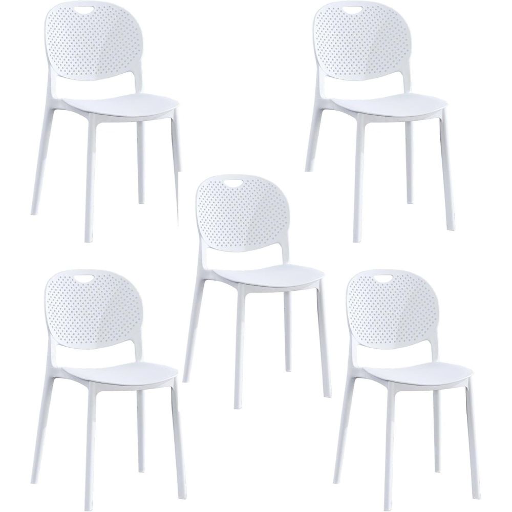Conjunto Mesa y Sillas Comedor/Cocina: Mesa madera y Patas Metálicas Blancas (76x100x70 Cm) + 5 Sillas (80x40x55 Cm )