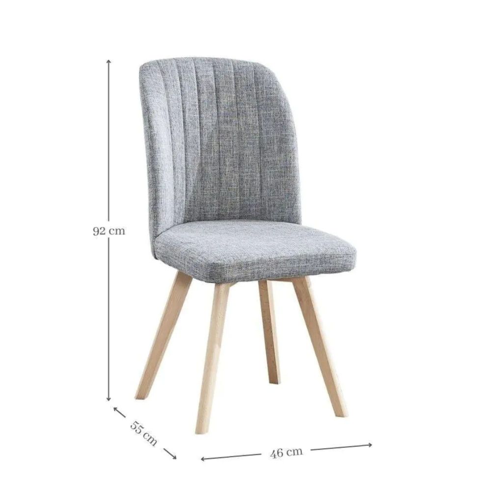 Pack 4 Sillas de Comedor, Sillas de Salón Color Gris y Patas Color Haya, Medidas: Ancho: 46 cm x Fondo: 55 cm x Alto: 92 cm