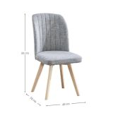 Pack 4 Sillas de Comedor, Sillas de Salón Color Gris y Patas Color Haya, Medidas: Ancho: 46 cm x Fondo: 55 cm x Alto: 92 cm