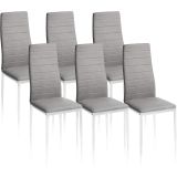 Pack de 6 Sillas Tapizadas para Comedor/Salón – Marengo y Patas Blancas en Aluminio, Dimensiones: 40 cm x 42 cm x 96 Cm