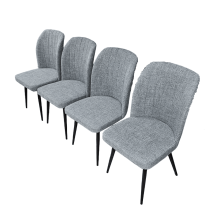 Pack de 4 Sillas Modernas para Comedor– Tapizado en Color Gris con Patas Metálicas Negras, Medidas: 46 cm x 55 cm x 92 cm