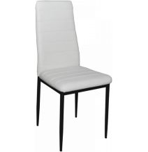 Pack de 6 Sillas Tapizadas para Salón, Color Blanco y Patas Negras. Medidas: 39,5 cm (Ancho) x 37,5 cm (Fondo) x 96 c