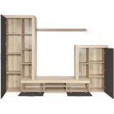 Meyvaser Mueble de salón y TV Composición de salón grande 263 Cm Cambrian- Grafito en madera de gran calidad