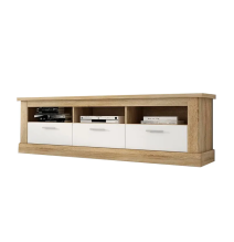Mueble de Comedor, Mueble Salón, Acabado en Blanco y Cambria, Medidas: 305 cm (Ancho) x 174,7 cm (Alto) x 41,8 cm (Fondo)