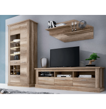 Mueble de Comedor, Mueble Salón, Acabado en Color Cañón, Medidas: 276 cm (Ancho) x 201,6 cm (Alto) x 41,8 cm (Fondo)