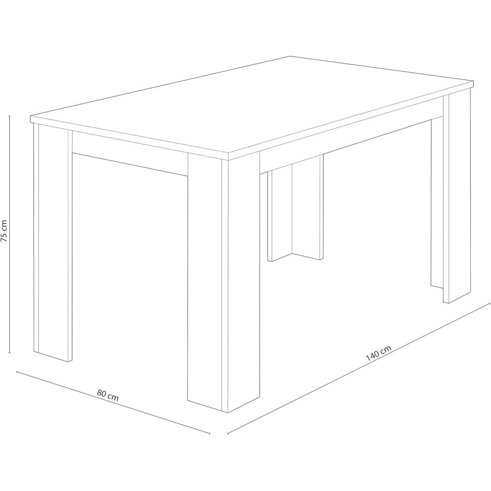Mesa de Comedor, Mesa de Salón Fija, Color Cambria, Medidas: 140 cm (Largo) x 80 cm (Ancho) x 75 cm (Alto)