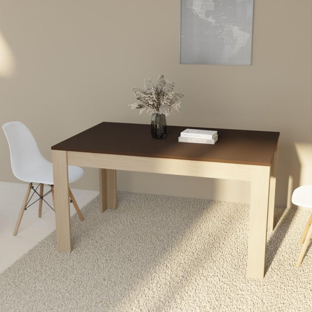 Mesa de Comedor, Mesa de Salón Fija, Color Roble - Grafito, Medidas: 140 cm (Largo) x 80 cm (Ancho) x 75 cm (Alto)