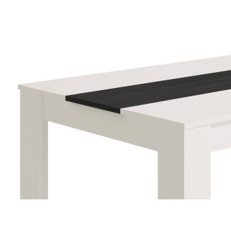 Mesa de Comedor Moderna 135x80x75 cm, Tapa MDF Blanco y Negro con Patas Blancas - Estilo Moderno
