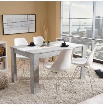 Mesa de Comedor Moderna 135x80x75 cm, Tapa MDF Gris Cemento y Blanco con Patas Resistentes - Estilo Moderno
