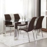 Mesa de Comedor con Tapa de Cristal Templado | Patas Metálicas | Dimensiones: 140 x 90 x 76 cm (Largo x Ancho x Alto)