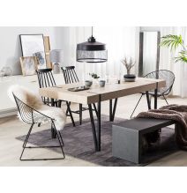 Mesa de Comedor o Cocina| MDF con Acabado Laminado Color Roble Sonoma | Patas Metálicas Negras | Medidas: 150 x 90 x 75 cm