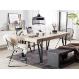 Mesa de Comedor o Cocina| MDF con Acabado Laminado Color Roble Sonoma | Patas Metálicas Negras | Medidas: 150 x 90 x 75 cm