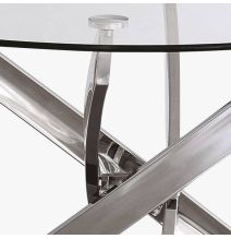 Mesa Redonda con Tapa de Cristal y Estructura Metálica Pata Cromada | Medidas: 110 x 73 cm