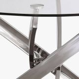 Mesa Redonda con Tapa de Cristal y Estructura Metálica Pata Cromada | Medidas: 110 x 73 cm
