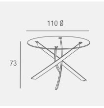 Mesa Redonda con Tapa de Cristal y Estructura Metálica Acabado Madera | Medidas: 110 x 73 cm
