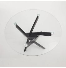 Mesa Redonda con Tapa de Cristal y Estructura Metálica Pata En Color Negro | Medidas: 110 x 73 cm