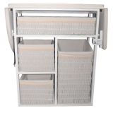 Mueble de plancha Lisboa color blanco con 4 cajones de almacenamiento y ruedas