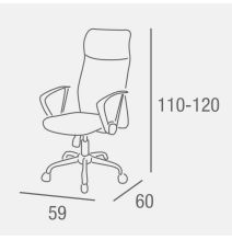 Silla de Oficina Ergonómica con Respaldo Alto en Símil Piel Negra, Regulable en Altura - Medidas 59x60x110-120 cm