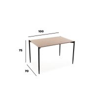 Conjunto de Mesa y 4 Sillas con Estructura Metálica Negra , Asiento en Tela Beige - Mesa 100x70x75 cm, Silla 40x44x80 cm