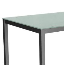 Mesa Fija para Cocina con Estructura de Acero Pintado Color Aluminio y Tapa de Cristal Templado Blanco - Medidas 110x70x75 cm