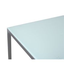 Mesa Fija para Cocina con Estructura de Acero Pintado Color Aluminio y Tapa de Cristal Templado Blanco - Medidas 110x70x75 cm