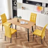 Mesa de Comedor Fija con Tapa de Melamina Color Roble y Estructura Metálica Negra Mate - Medidas 120x80x75 cm