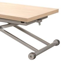 Mesa de Centro Elevable y Tapa Extensible -Color Roble Sonoma -Cerrada 100x57 cm, Abierta 100x114 cm, Altura de 39 a 77 cm