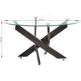 Mesa de Centro Redonda con Tapa de Cristal 8 mm y Patas Metálicas en Acabado Negro -Medidas 80x40 cm
