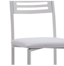 Juego de 4 Sillas de Cocina con Estructura y Patas Metálicas Blancas, Asiento Tapizado en PVC Blanco - Medidas 38,5x48,86 cm